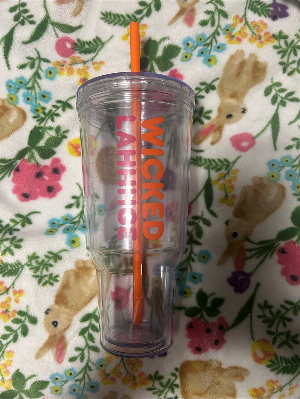 40oz Dunkin Wicked Lahhhige Double-Wall Clear Tumbler with Orange Straw
